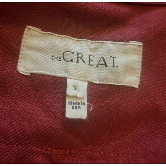 The Great Jacket Women's Medium Wine Red Swingy Army Japanese Twill Cotton - Picture 4 of 8